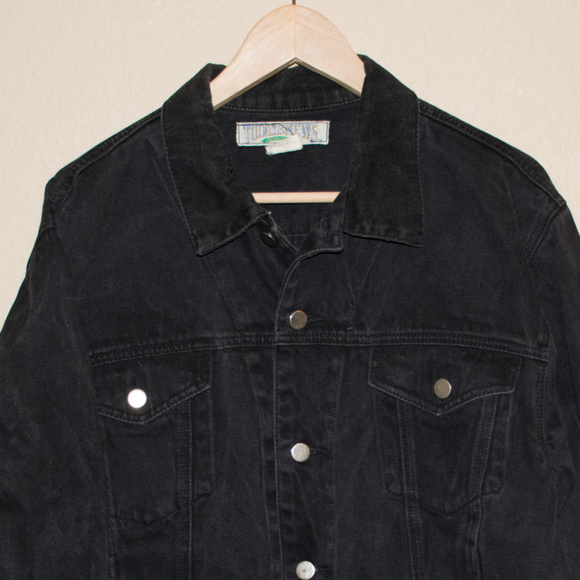Vintage Mens Black Denim Jean Jacket 